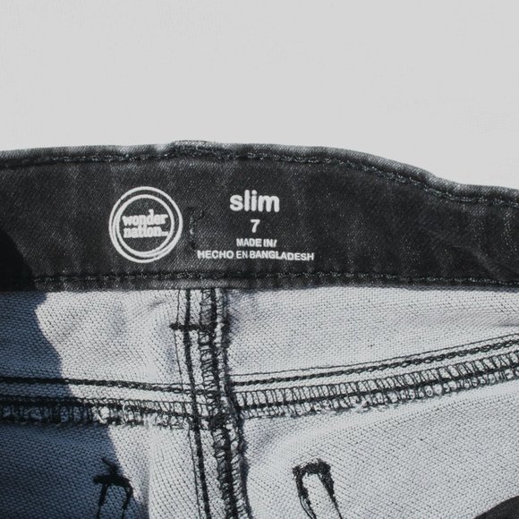 DEEP BLACK DENIM JEANS Boys 7 STRETCH SLIM CUT PANTS POCKETS COMFY ADJUSTABLE - Picture 8 of 15